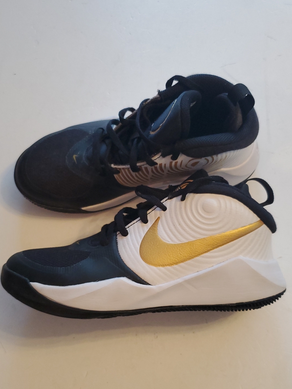 Nike Kids Black, White & Gold Basketball Sneakers